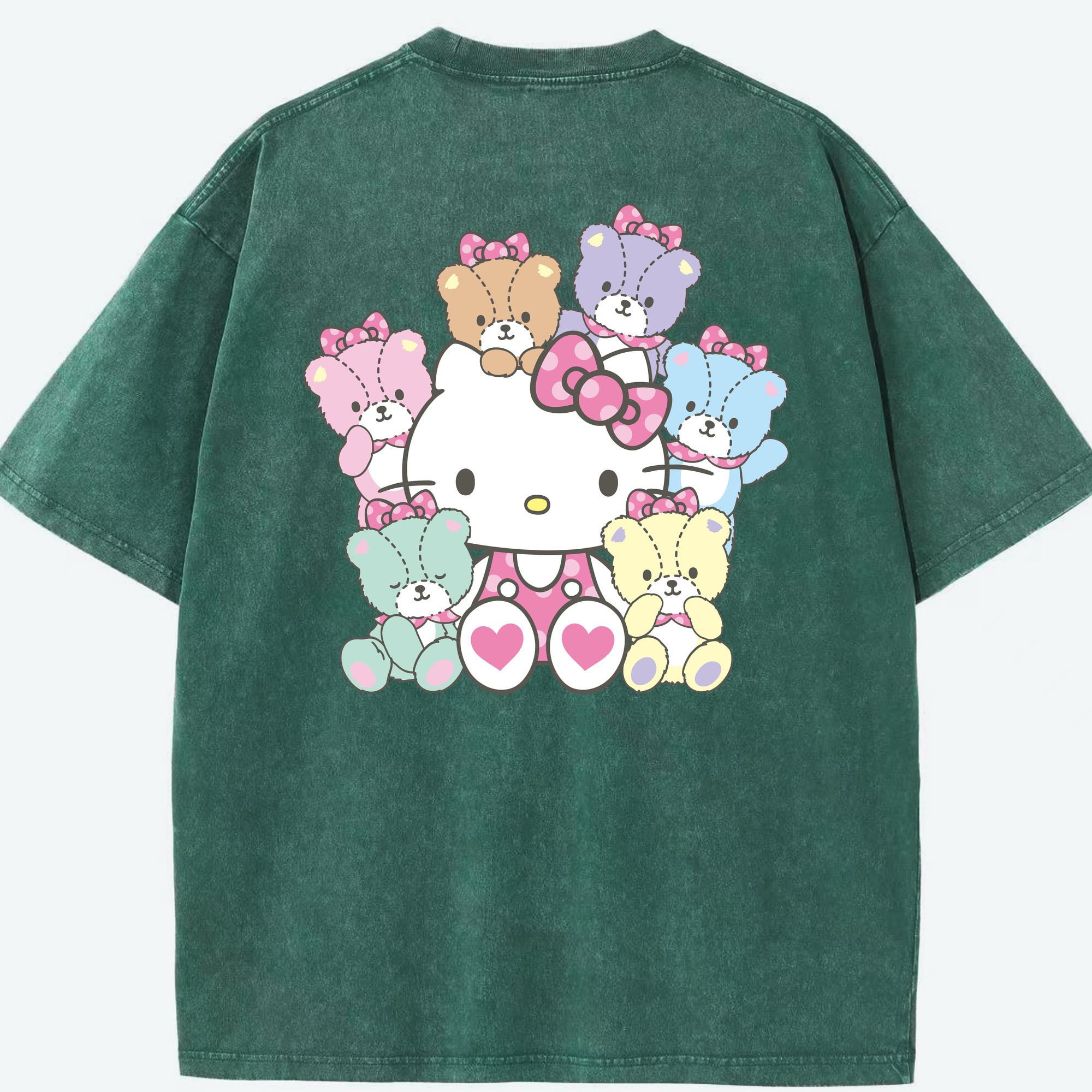 （画像用） Hello Kitty ハローキティ 綿100% ヴィンテージ風 半袖Tシャツ（背面プリント）
